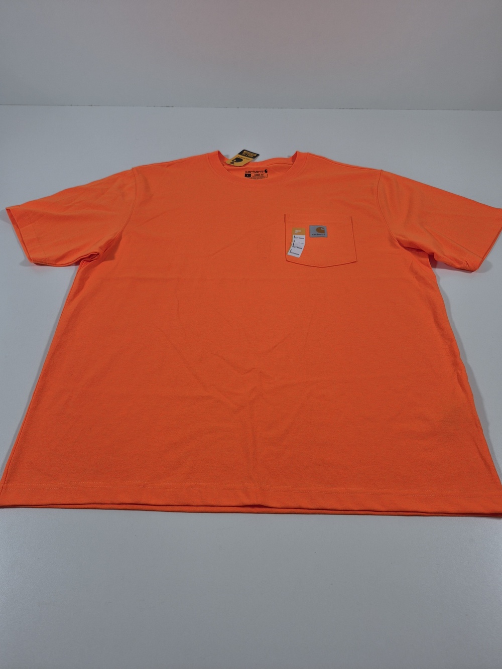 Carhartt Shirt Mens Large Orange K87 Pocket Work Heavyweight Tee Tagless